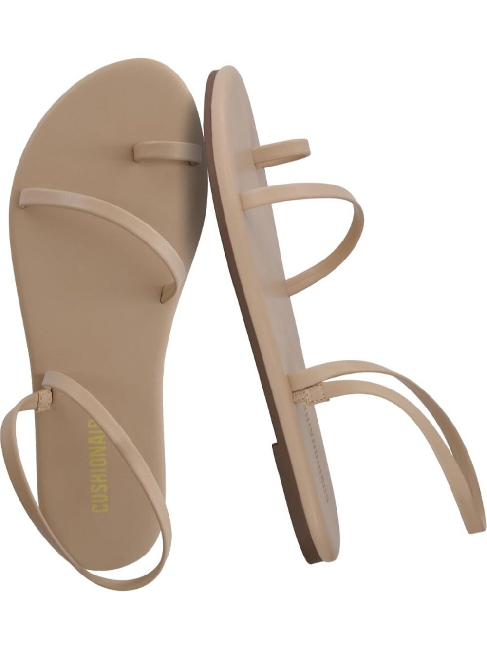 Women's Nude Strappy Flip Flops Comfortable Casual Sandals with Memory Foam